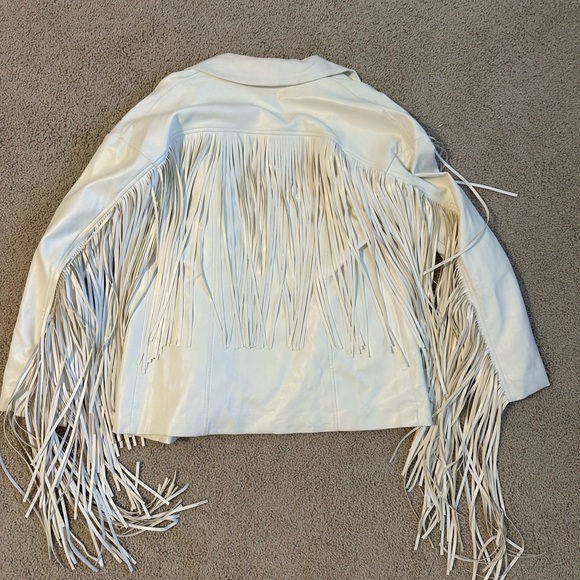 Akira White Leather Fringe Jacket - Picture 2 of 4